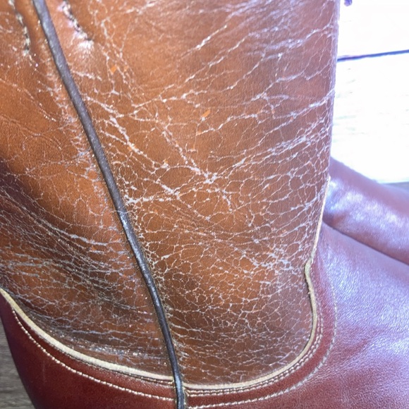 Mens Pre Owned Laredo Burgundy Roper Cowboy Boots Size 7.5D - Picture 2 of 11